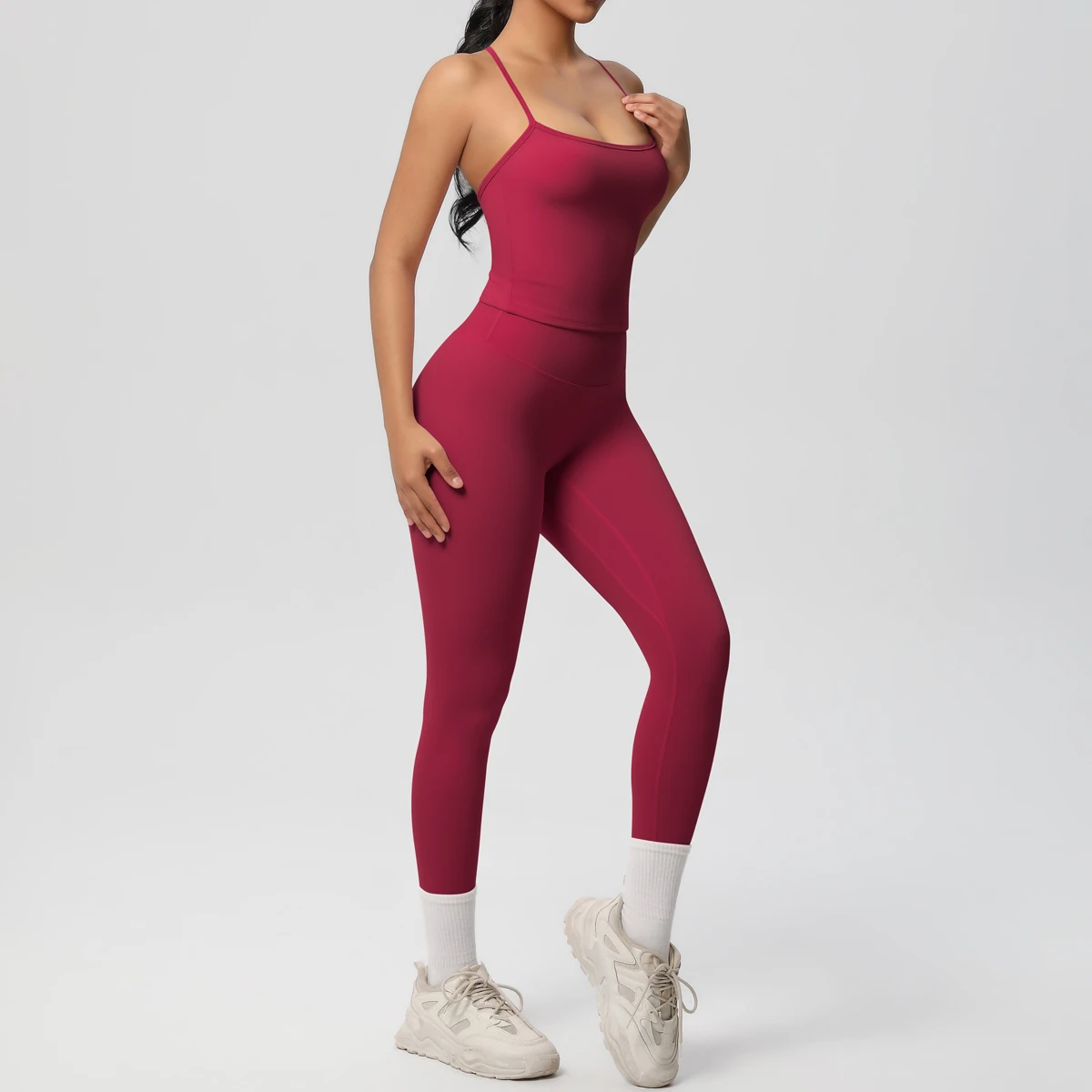 Halter Yoga Top Set Fitness Gym Suit Training Sleeveless Sport Gym Tops Crossover Back Sports Underwear Tummy Control Slimming