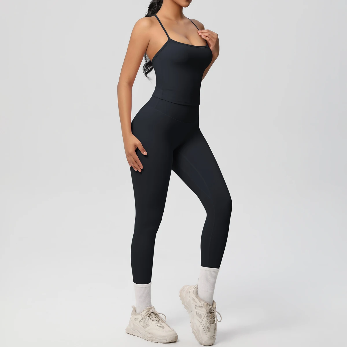 Halter Yoga Top Set Fitness Gym Suit Training Sleeveless Sport Gym Tops Crossover Back Sports Underwear Tummy Control Slimming