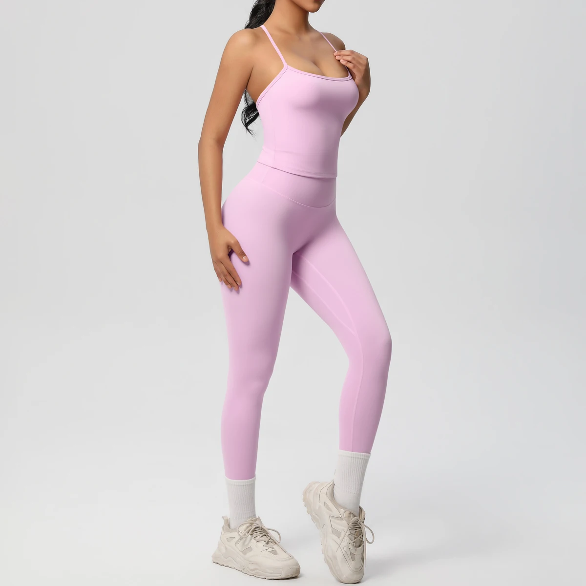 Halter Yoga Top Set Fitness Gym Suit Training Sleeveless Sport Gym Tops Crossover Back Sports Underwear Tummy Control Slimming
