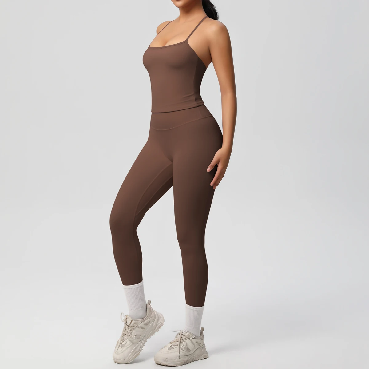 Halter Yoga Top Set Fitness Gym Suit Training Sleeveless Sport Gym Tops Crossover Back Sports Underwear Tummy Control Slimming