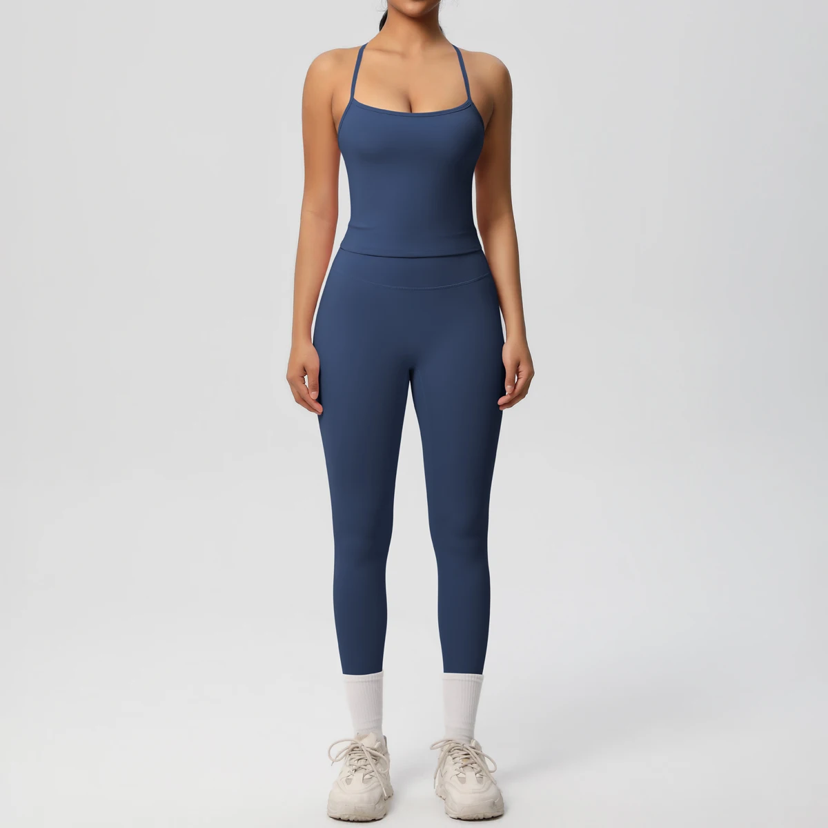 Halter Yoga Top Set Fitness Gym Suit Training Sleeveless Sport Gym Tops Crossover Back Sports Underwear Tummy Control Slimming