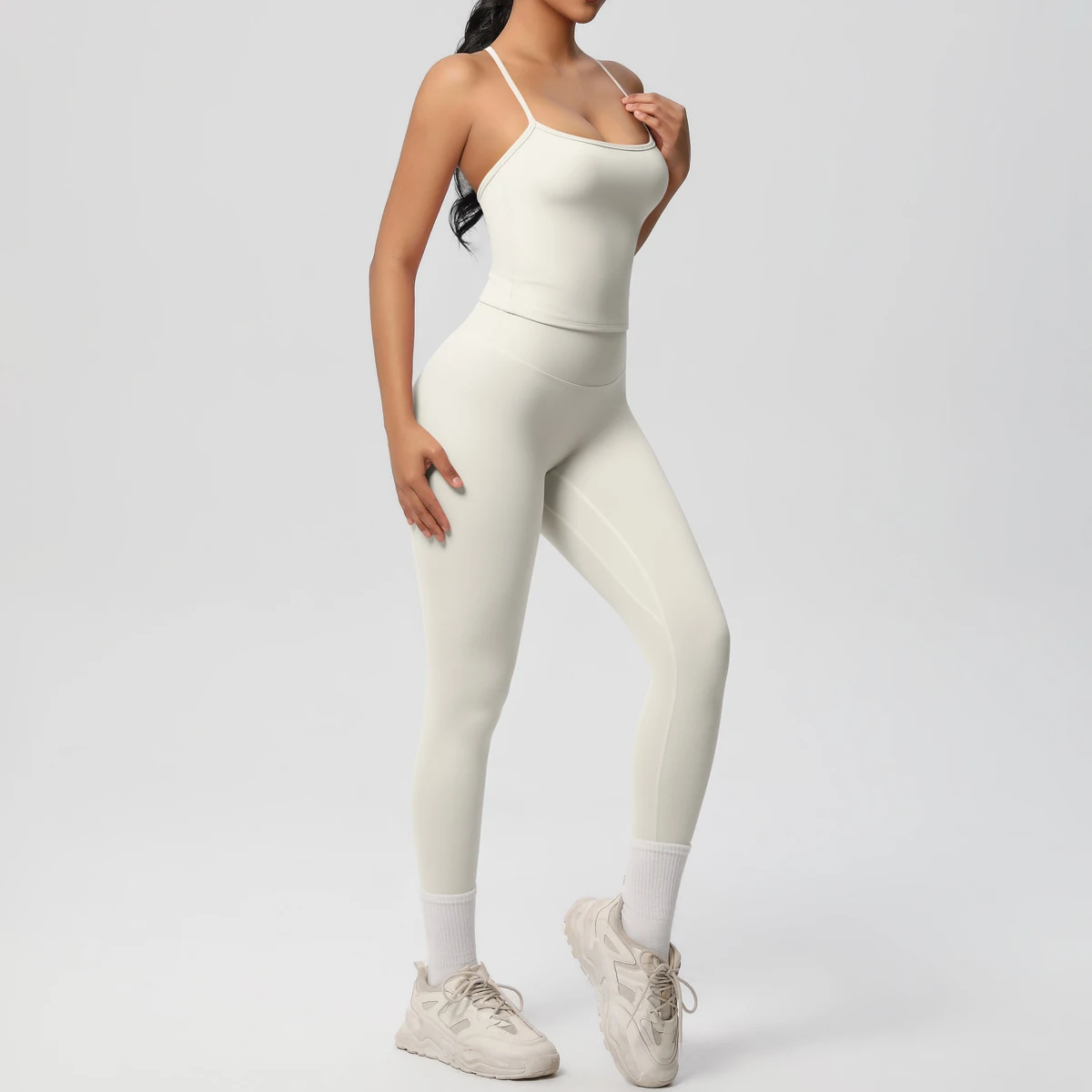 Halter Yoga Top Set Fitness Gym Suit Training Sleeveless Sport Gym Tops Crossover Back Sports Underwear Tummy Control Slimming