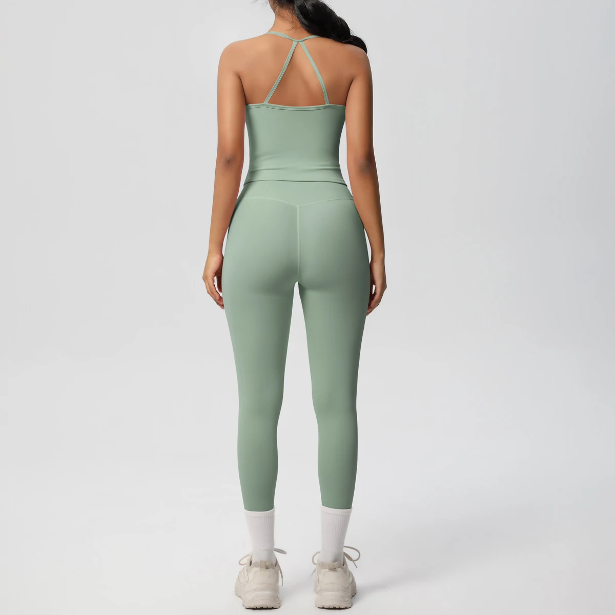 Halter Yoga Top Set Fitness Gym Suit Training Sleeveless Sport Gym Tops Crossover Back Sports Underwear Tummy Control Slimming