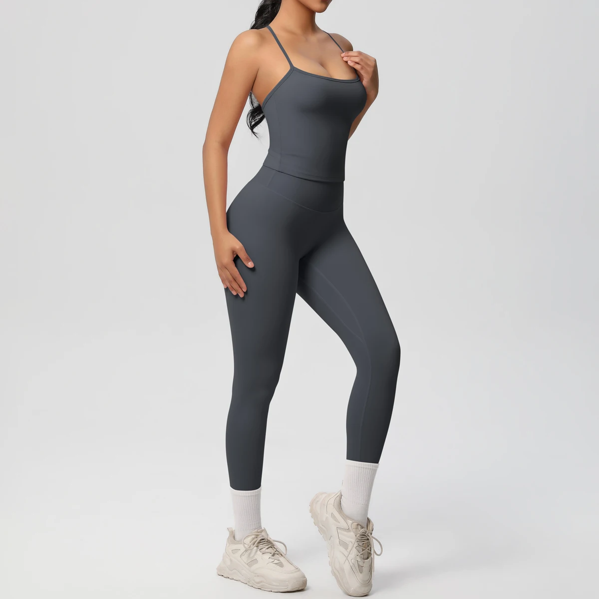 Halter Yoga Top Set Fitness Gym Suit Training Sleeveless Sport Gym Tops Crossover Back Sports Underwear Tummy Control Slimming