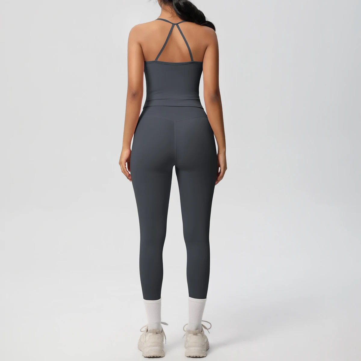Halter Yoga Top Set Fitness Gym Suit Training Sleeveless Sport Gym Tops Crossover Back Sports Underwear Tummy Control Slimming