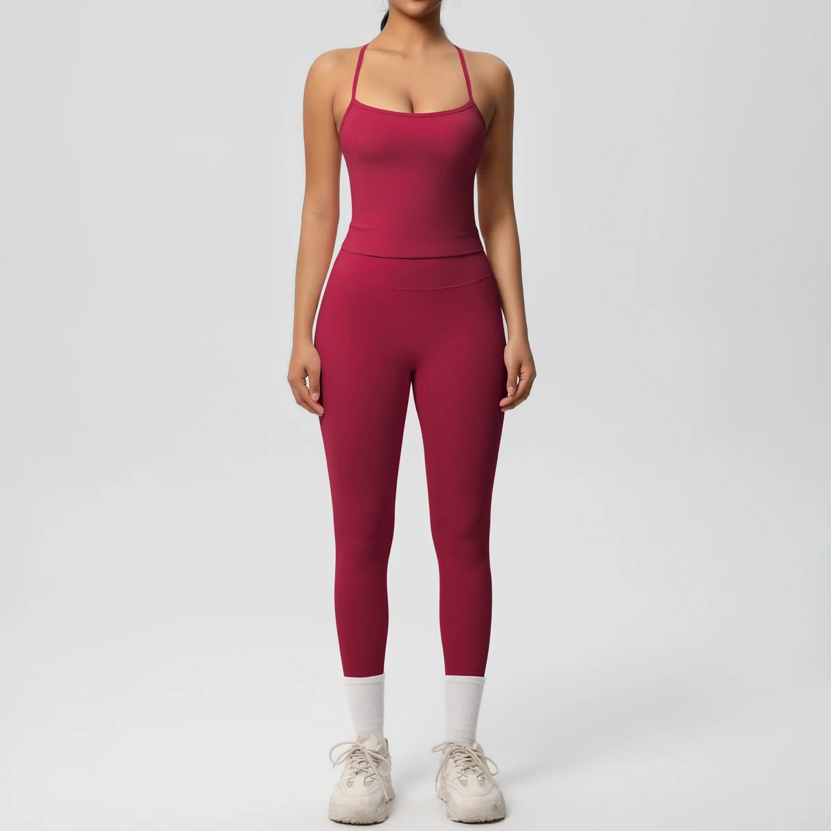 Halter Yoga Top Set Fitness Gym Suit Training Sleeveless Sport Gym Tops Crossover Back Sports Underwear Tummy Control Slimming