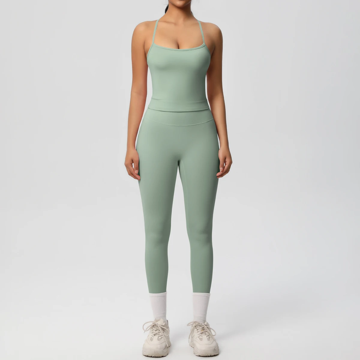 Halter Yoga Top Set Fitness Gym Suit Training Sleeveless Sport Gym Tops Crossover Back Sports Underwear Tummy Control Slimming
