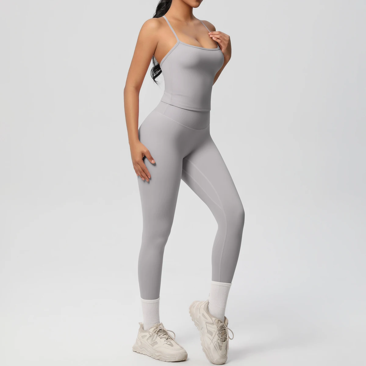 Halter Yoga Top Set Fitness Gym Suit Training Sleeveless Sport Gym Tops Crossover Back Sports Underwear Tummy Control Slimming