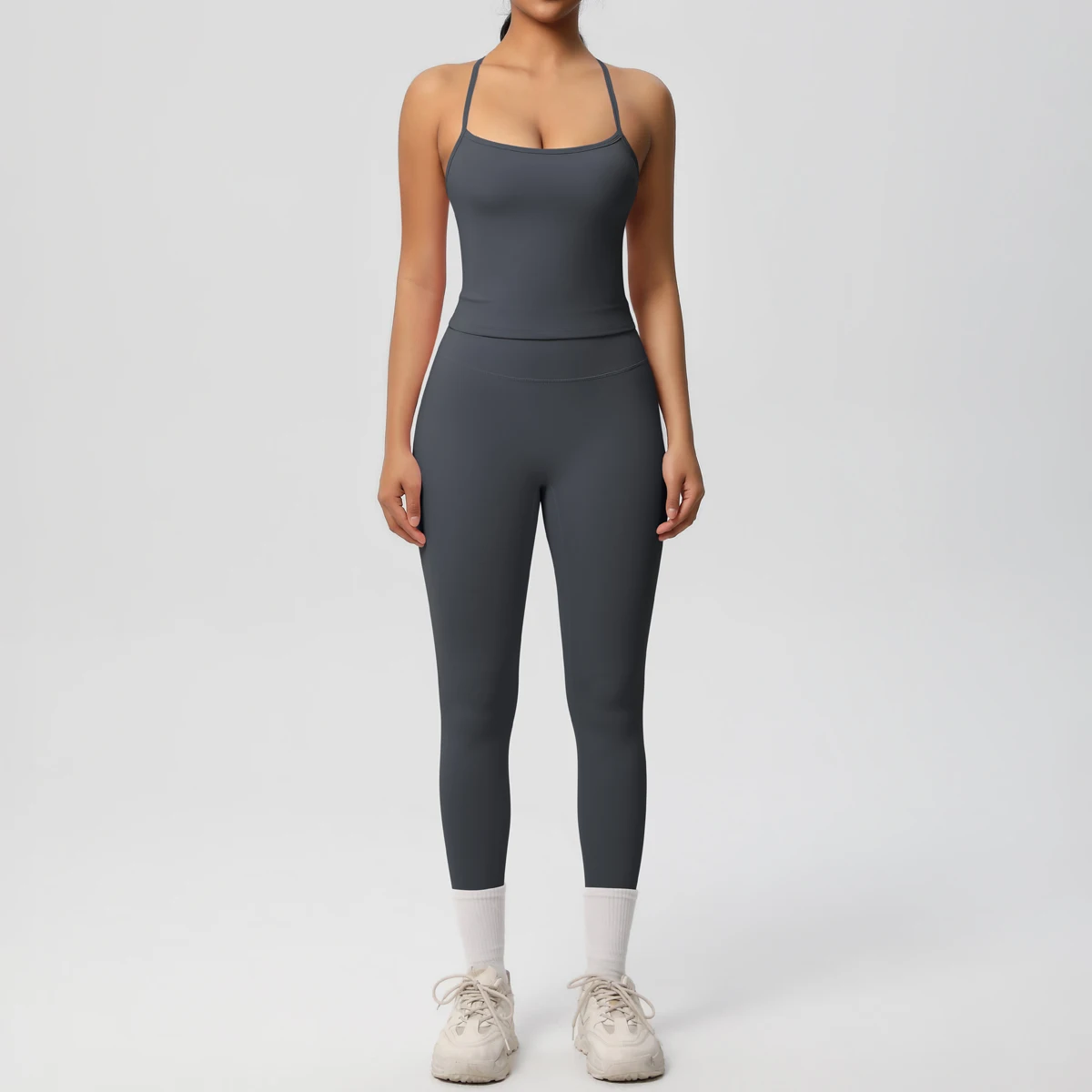 Halter Yoga Top Set Fitness Gym Suit Training Sleeveless Sport Gym Tops Crossover Back Sports Underwear Tummy Control Slimming