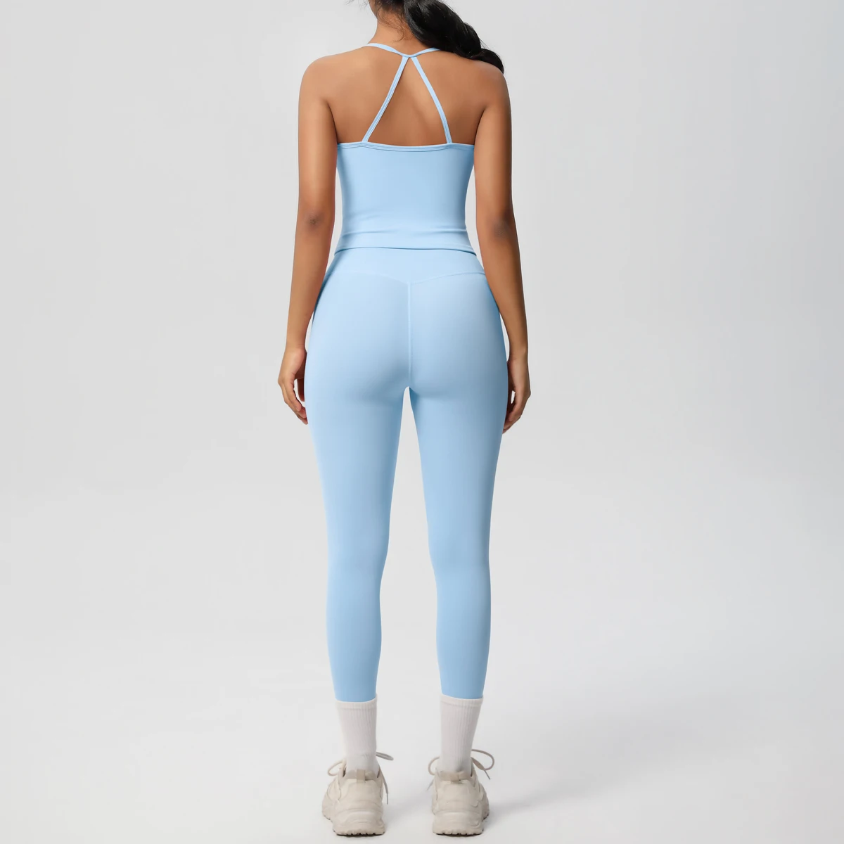 Halter Yoga Top Set Fitness Gym Suit Training Sleeveless Sport Gym Tops Crossover Back Sports Underwear Tummy Control Slimming