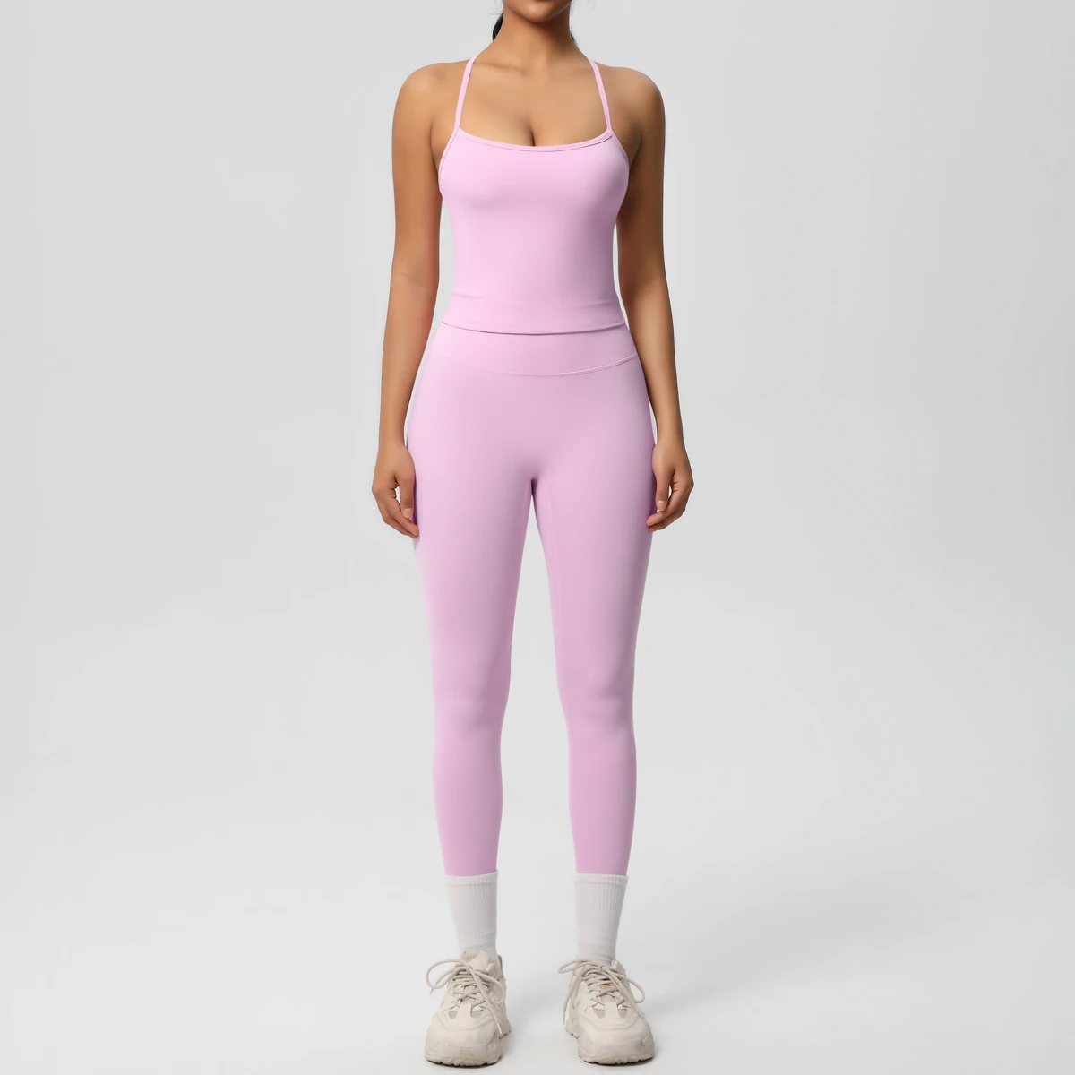 Halter Yoga Top Set Fitness Gym Suit Training Sleeveless Sport Gym Tops Crossover Back Sports Underwear Tummy Control Slimming