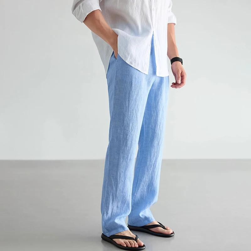 100% Cotton Linen Men Running Pants Sportswear Jogging Sweatpants Thin Tracksuit Gym Fitness Trousers Training Sport Pants Men