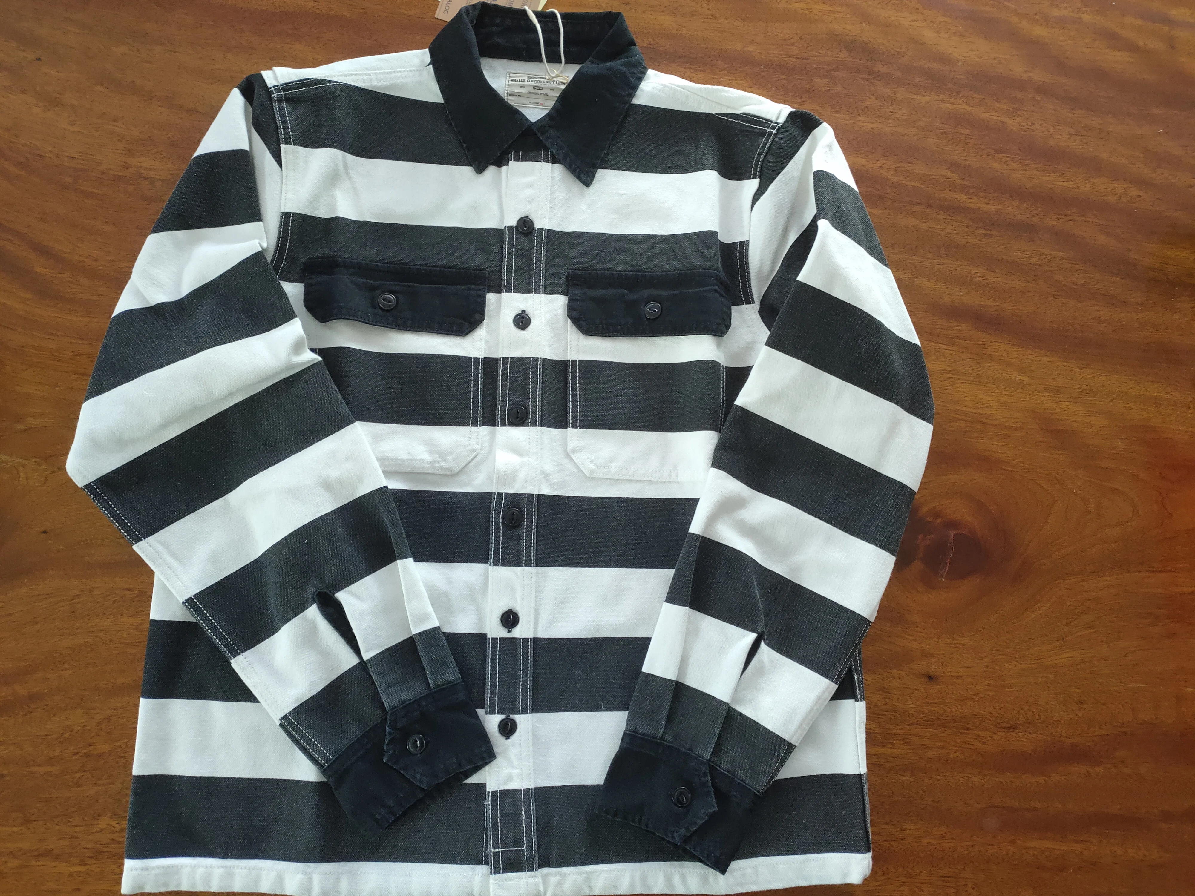 OKONKWO 16oz Heavyweight Prisoner Striped Jacket Thick Canvas Motorcycle Coat Outdoor Trekking Riding Camping Tooling Overalls