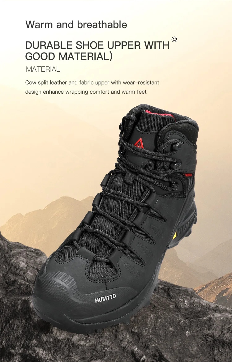HUMTTO Non-slip Hiking Boots Leather Women's Sports Shoes Winter Outdoor Safety Sneakers Breathable Trekking Shoes for Women
