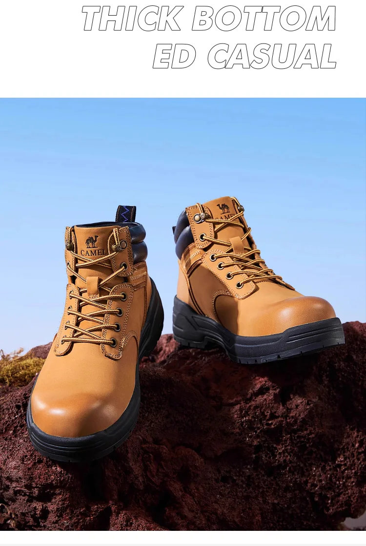 GOLDEN CAMEL Hard-core Hiking Boots Fashion Comfortable Thick-soled Non-slip Genuine Leather Retro Hiking Shoes for Men Winter
