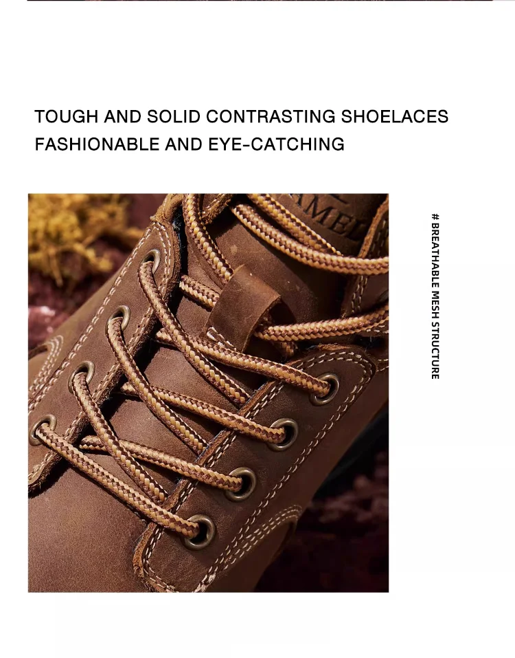 GOLDEN CAMEL Hard-core Hiking Boots Fashion Comfortable Thick-soled Non-slip Genuine Leather Retro Hiking Shoes for Men Winter