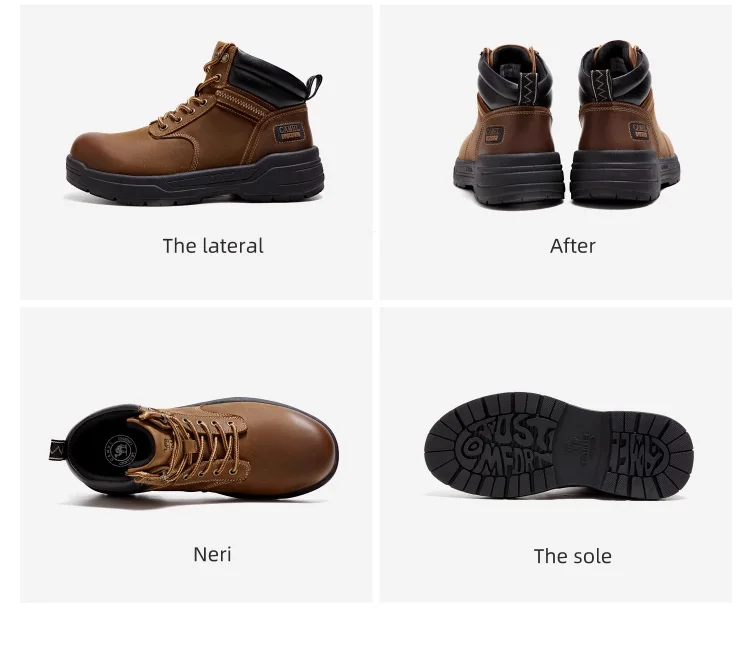 GOLDEN CAMEL Hard-core Hiking Boots Fashion Comfortable Thick-soled Non-slip Genuine Leather Retro Hiking Shoes for Men Winter