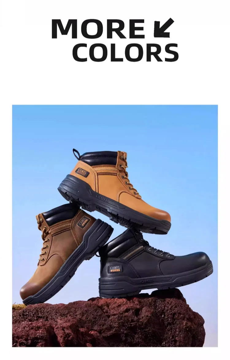 GOLDEN CAMEL Hard-core Hiking Boots Fashion Comfortable Thick-soled Non-slip Genuine Leather Retro Hiking Shoes for Men Winter