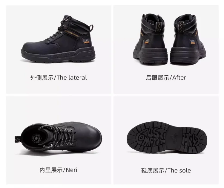 GOLDEN CAMEL Hard-core Hiking Boots Fashion Comfortable Thick-soled Non-slip Genuine Leather Retro Hiking Shoes for Men Winter