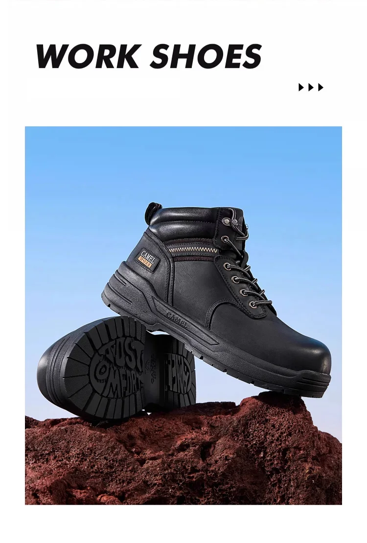 GOLDEN CAMEL Hard-core Hiking Boots Fashion Comfortable Thick-soled Non-slip Genuine Leather Retro Hiking Shoes for Men Winter