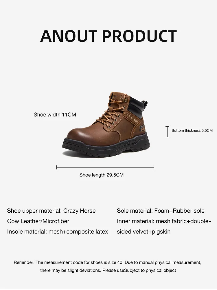 GOLDEN CAMEL Hard-core Hiking Boots Fashion Comfortable Thick-soled Non-slip Genuine Leather Retro Hiking Shoes for Men Winter