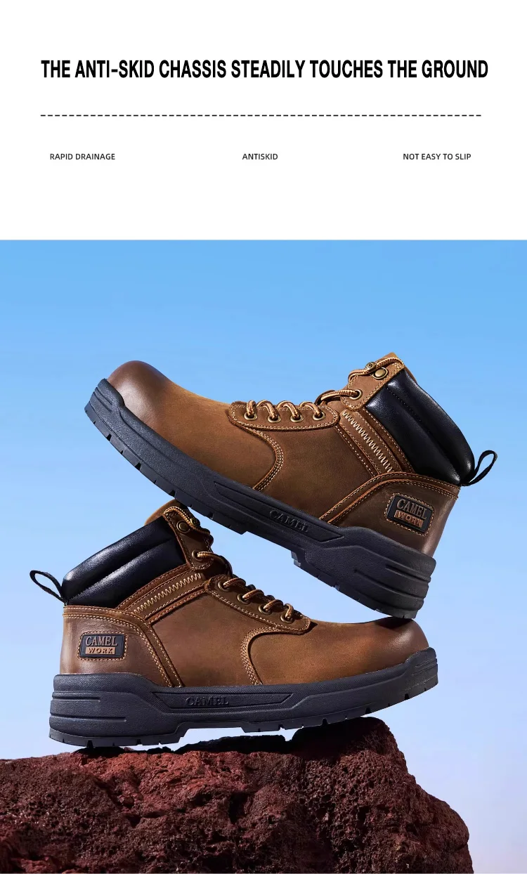 GOLDEN CAMEL Hard-core Hiking Boots Fashion Comfortable Thick-soled Non-slip Genuine Leather Retro Hiking Shoes for Men Winter