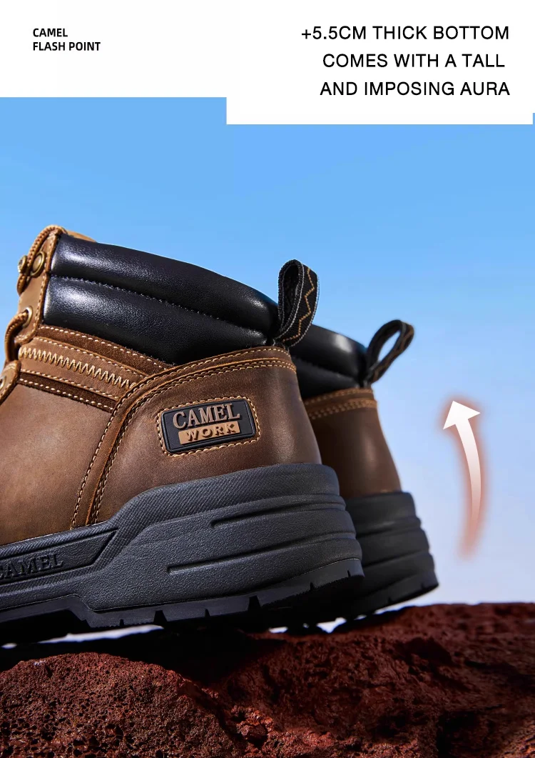 GOLDEN CAMEL Hard-core Hiking Boots Fashion Comfortable Thick-soled Non-slip Genuine Leather Retro Hiking Shoes for Men Winter