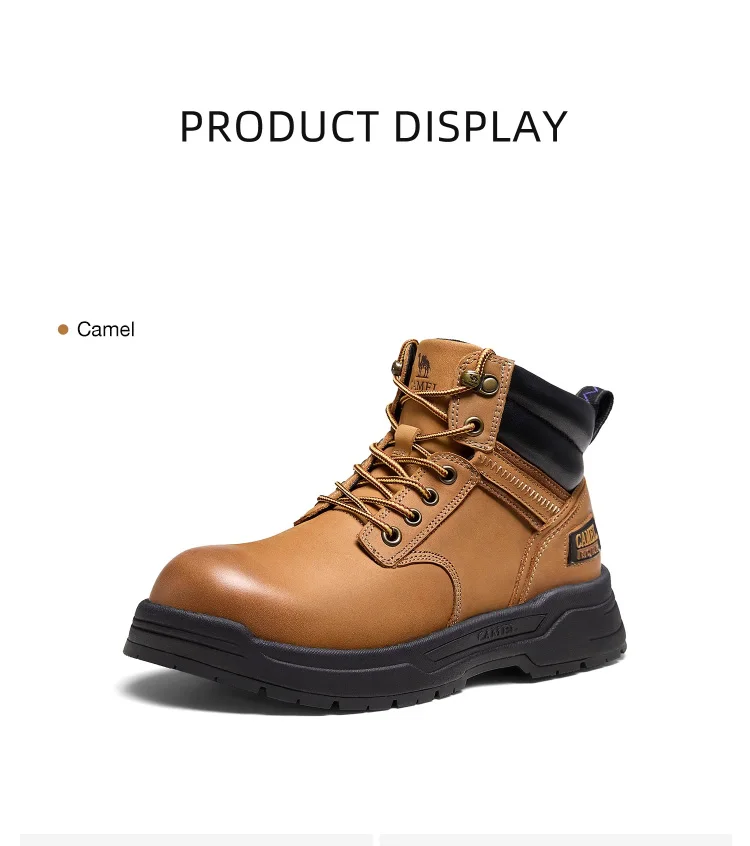 GOLDEN CAMEL Hard-core Hiking Boots Fashion Comfortable Thick-soled Non-slip Genuine Leather Retro Hiking Shoes for Men Winter