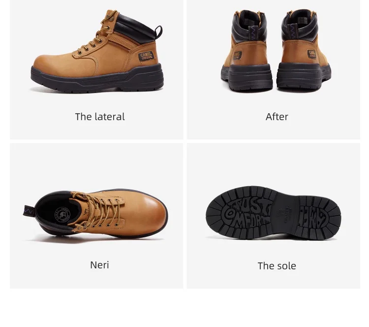 GOLDEN CAMEL Hard-core Hiking Boots Fashion Comfortable Thick-soled Non-slip Genuine Leather Retro Hiking Shoes for Men Winter
