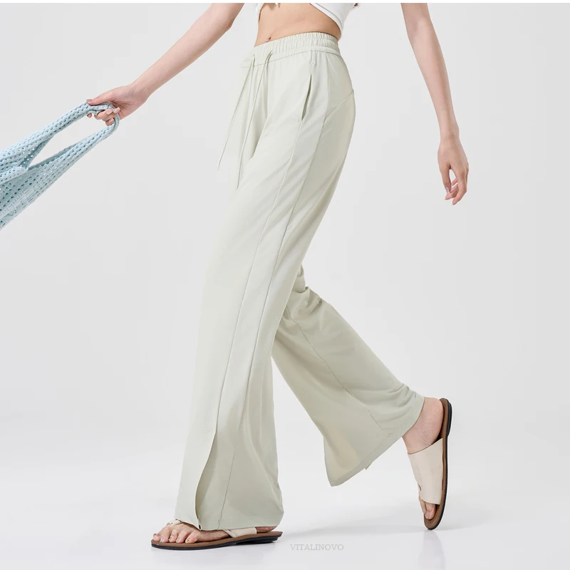 VITALINOVO UPF 50+ Wide Leg Travel Hiking Pants for Women Lightweight Quick-Dry Business Casual Pants for Work Lounge Beach Pant