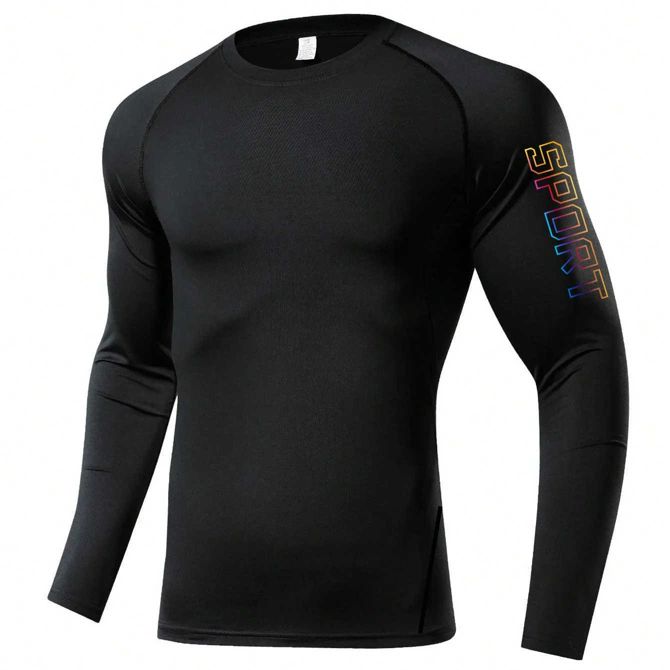 Men's Compression Long Sleeve Shirt Black Fitness T-shirt Male Running Quick Drying Gym Top Sun Protection Sports Base Layer