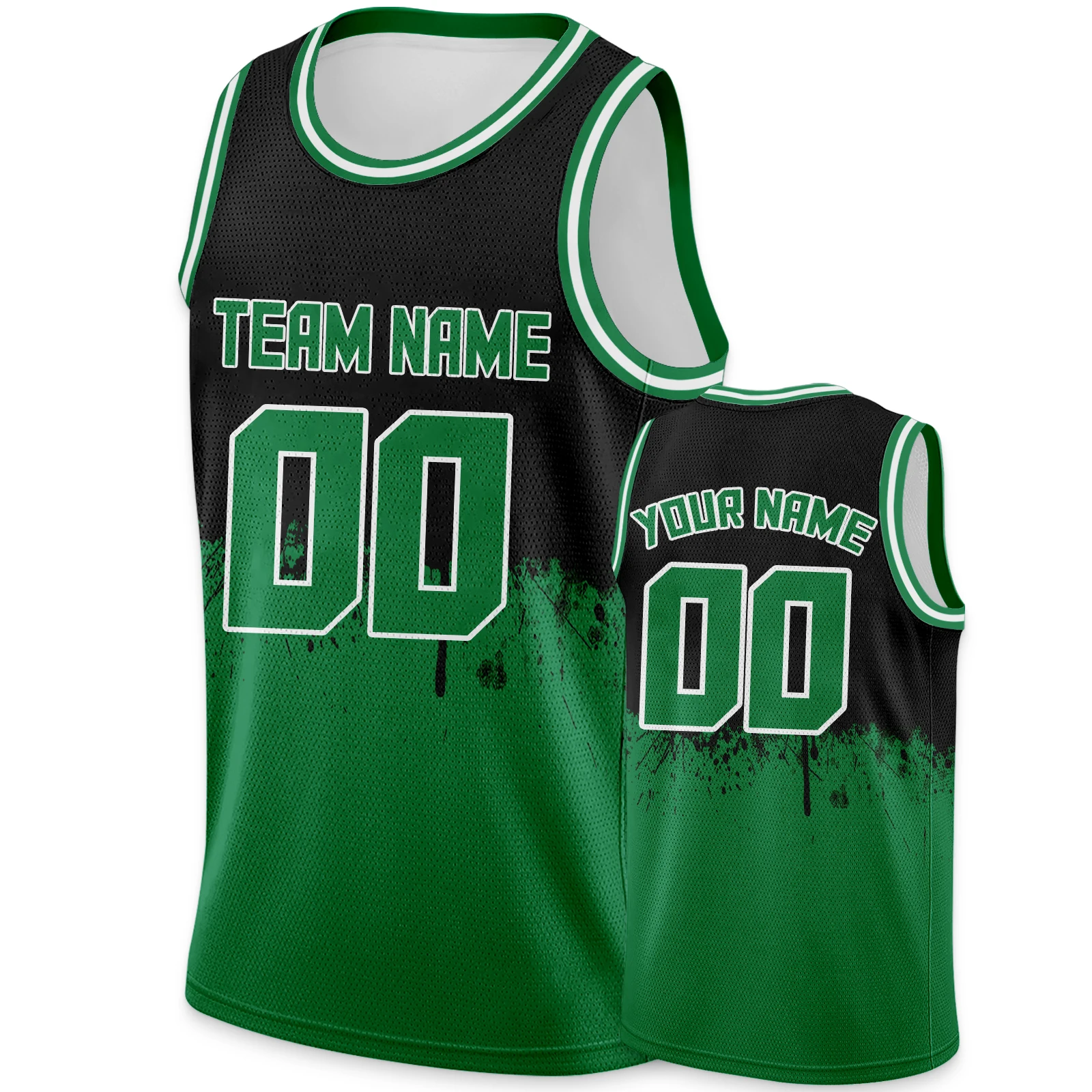 Custom Basketball Jersey Black Green Personalized Printed Team Name Number Hip Hop Sports Shirt for Men Women Youth Kids