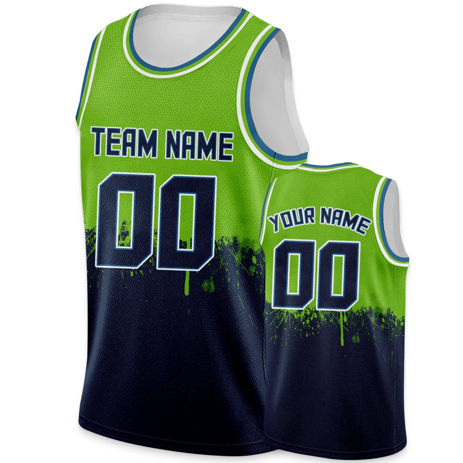 Custom Basketball Jersey Black Green Personalized Printed Team Name Number Hip Hop Sports Shirt for Men Women Youth Kids