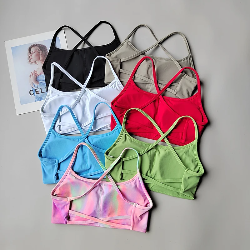 Beauty Back Sports Bra Women Seamless Halter Top High Support Push-up Open Back Gym Wear Fitness Yoga Workout Underwear Top
