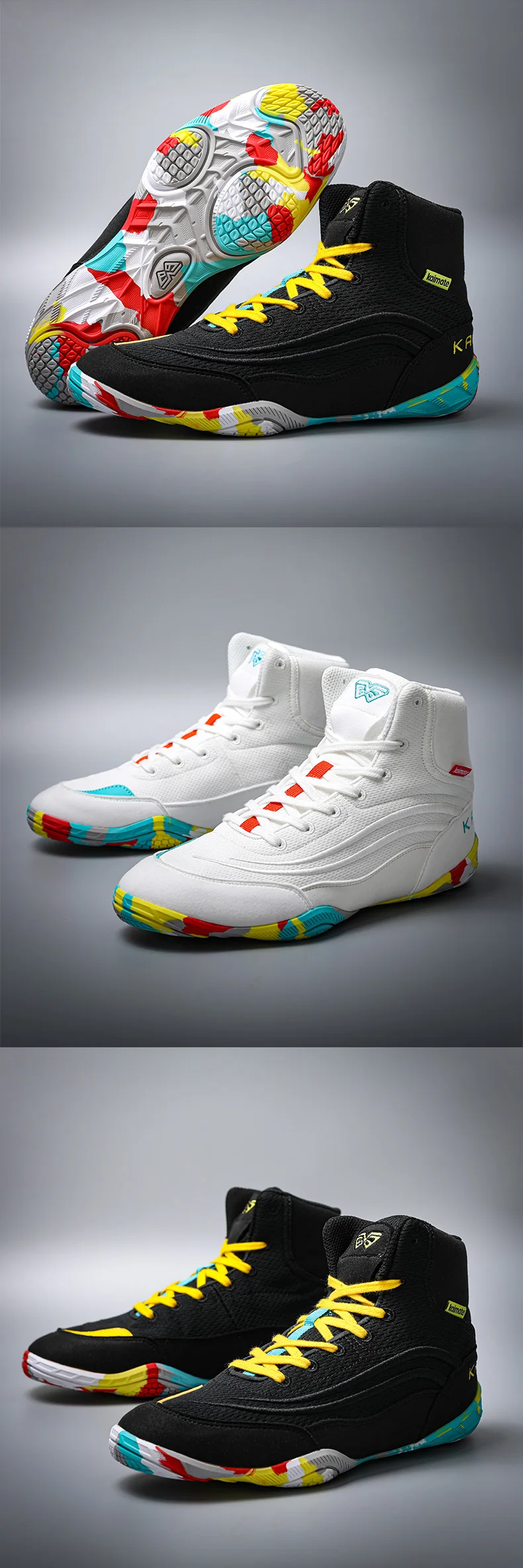KAIMATE Boy Girl Small Size 32-38 Sambo Sneakers Mid Cut Professional Boxing Wrestling Shoes Anti Slip Gym Training Shoes