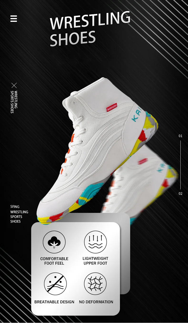 KAIMATE Boy Girl Small Size 32-38 Sambo Sneakers Mid Cut Professional Boxing Wrestling Shoes Anti Slip Gym Training Shoes