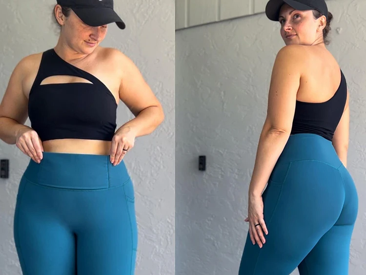 Nepoagym Tummy Control Yoga Leggings Pockets,No Front Seam Sports leggings,Hidden Scrunch,High Waisted 25 Inch 7/8 Plus Size