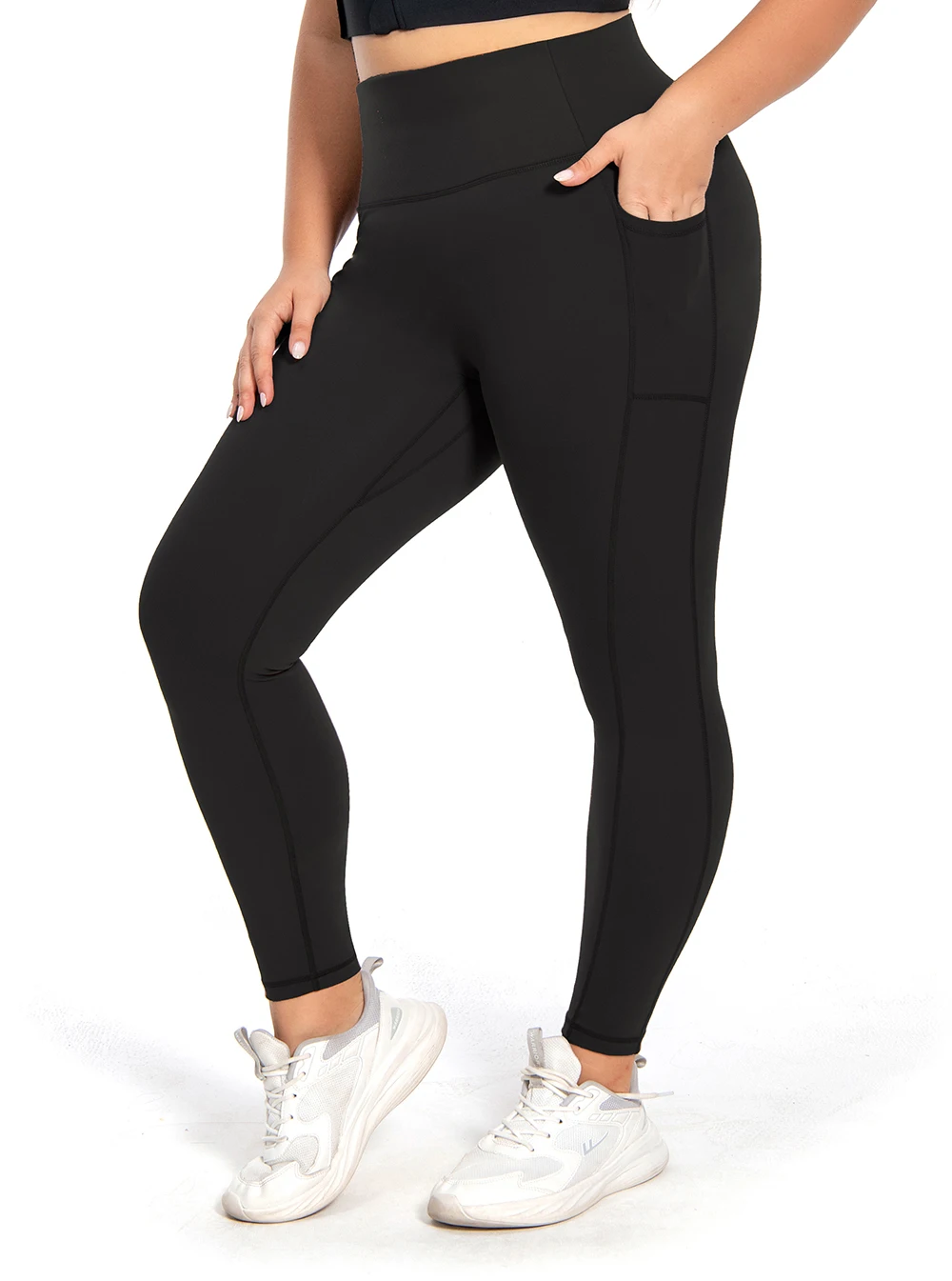 Nepoagym Tummy Control Yoga Leggings Pockets,No Front Seam Sports leggings,Hidden Scrunch,High Waisted 25 Inch 7/8 Plus Size