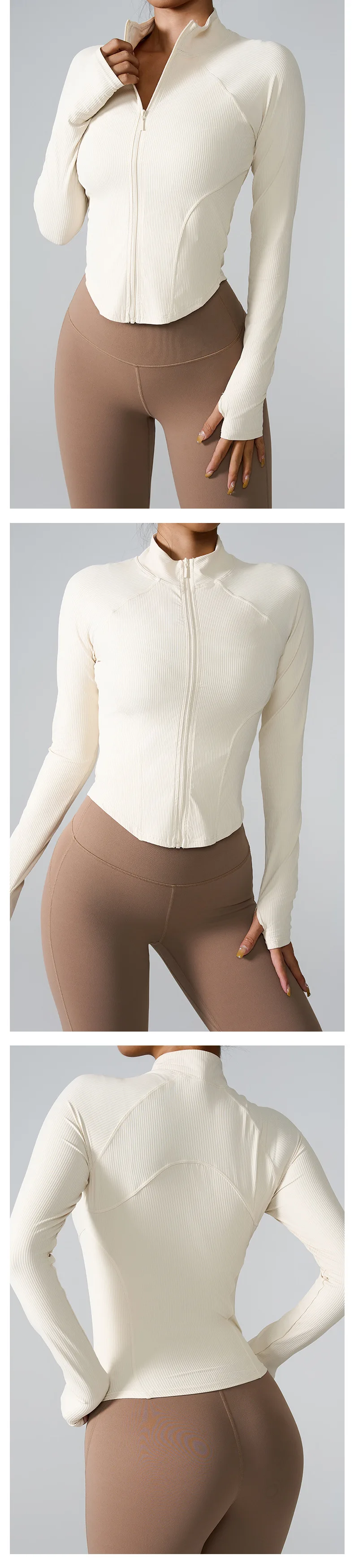 Women's Long-Sleeved Clothes Zipper Sports Jacket Top Outer Wear Professional Training Running Fitness Clothes Spring