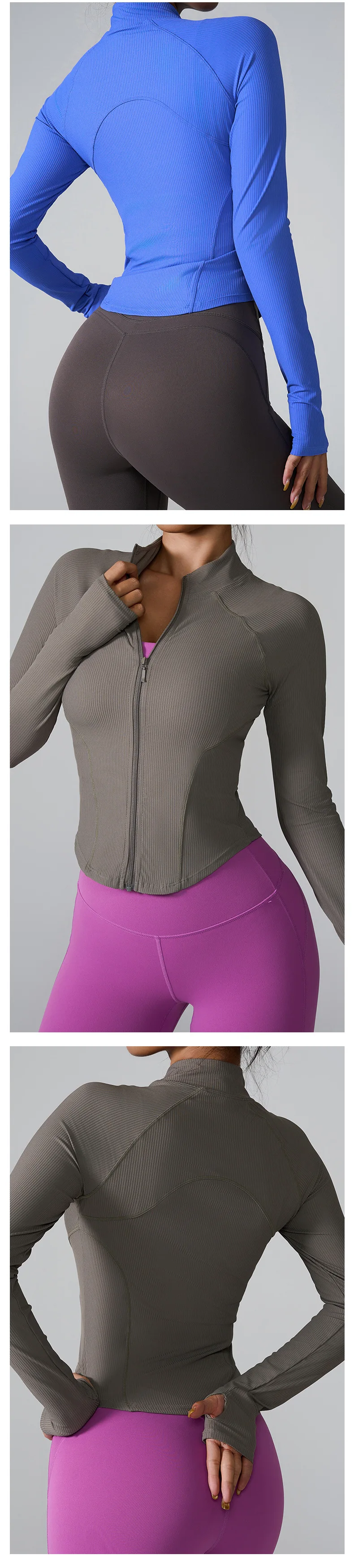Women's Long-Sleeved Clothes Zipper Sports Jacket Top Outer Wear Professional Training Running Fitness Clothes Spring