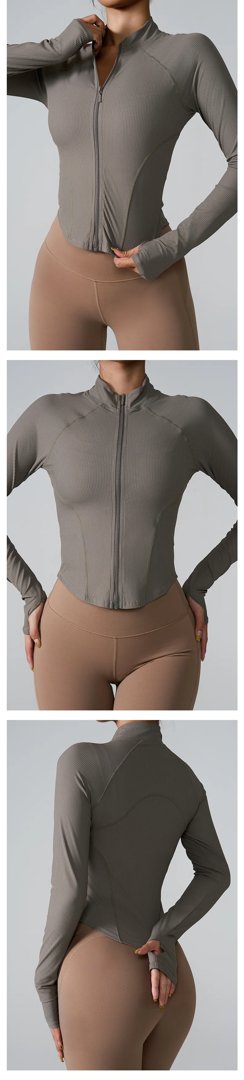 Women's Long-Sleeved Clothes Zipper Sports Jacket Top Outer Wear Professional Training Running Fitness Clothes Spring