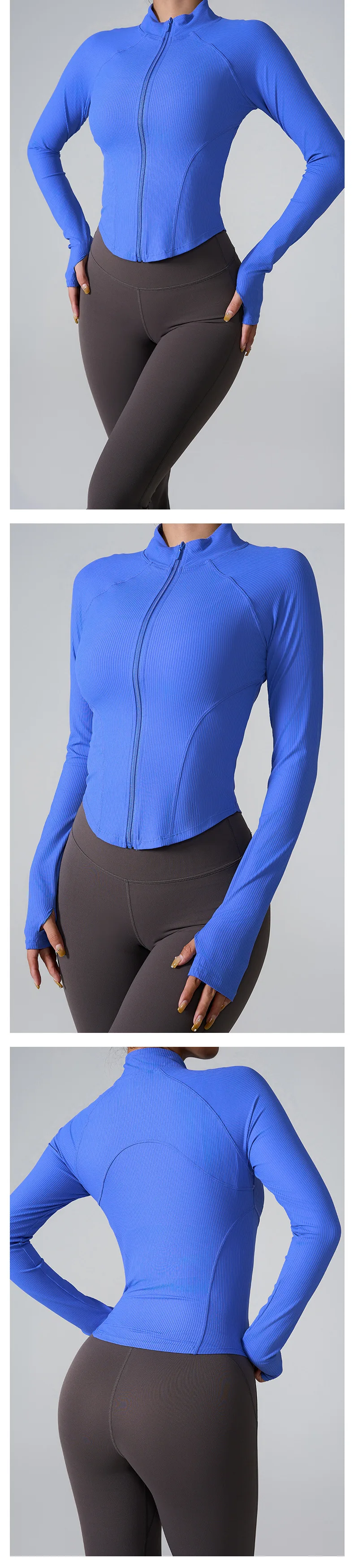 Women's Long-Sleeved Clothes Zipper Sports Jacket Top Outer Wear Professional Training Running Fitness Clothes Spring