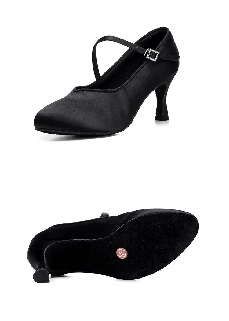 Women Dance Shoes Modern Classic Tango Jazz Standard Ballroom Latin Dance Shoes Black/Brown/Pink Satin Heeled 5/7cm