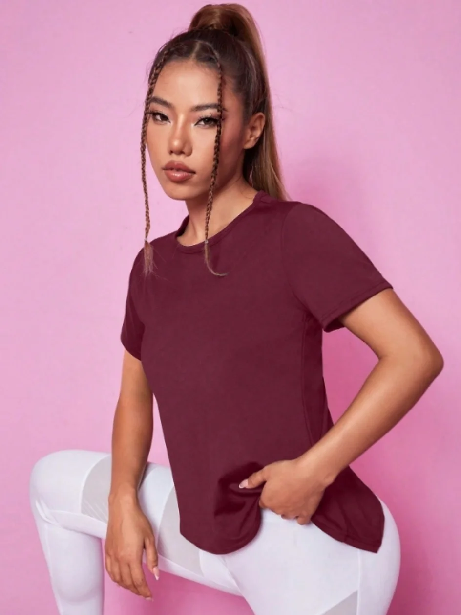Yoga outfit women's summer sports T-shirt loose breathable quick drying top mesh back training fitness short sleeved