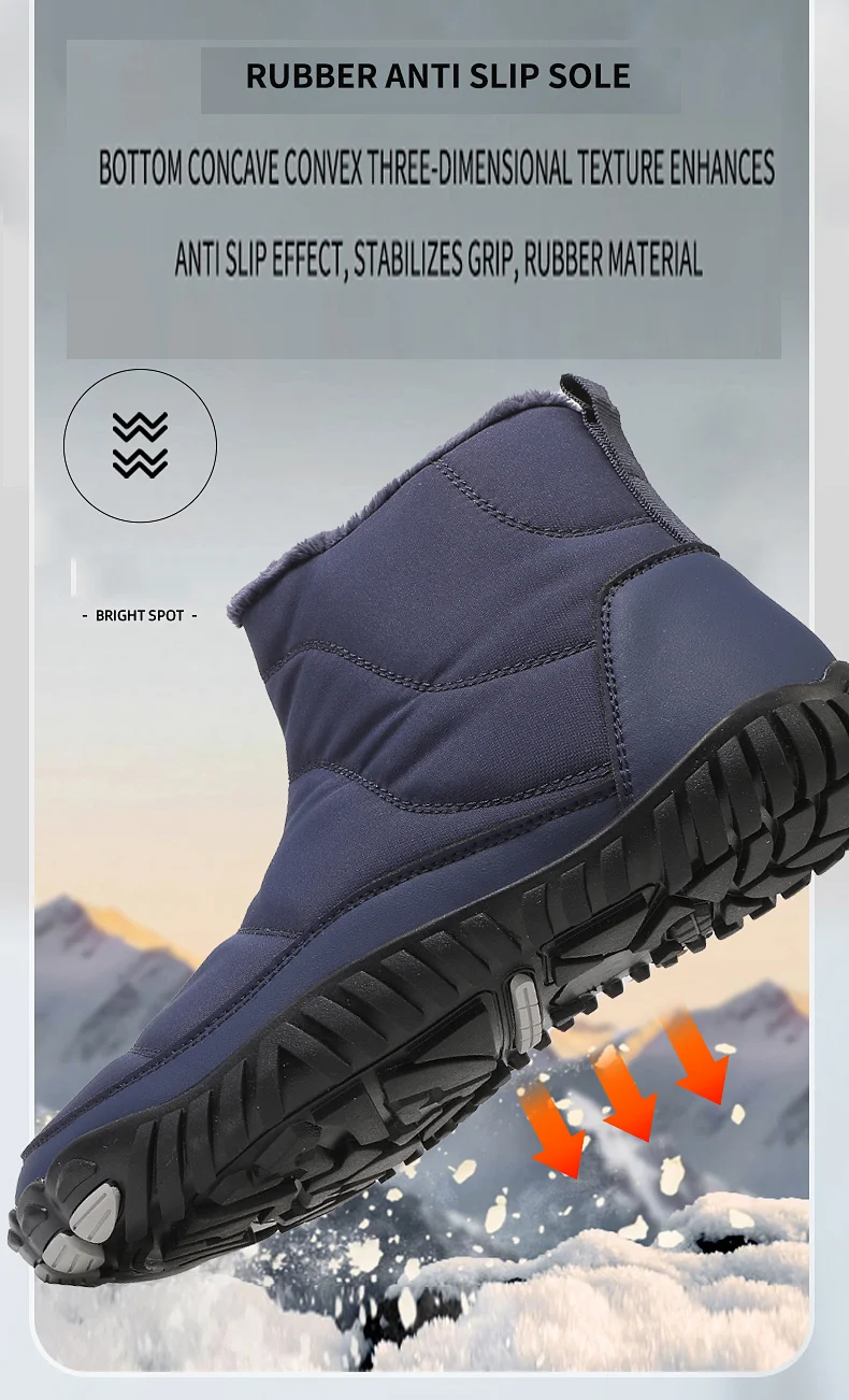 Women/Men Barefoot Snow Boots Warm Fur Shoes Non Slip Minimalist Ankle Boots Thermal Plush Shoes Comfortable for Hiking Walking