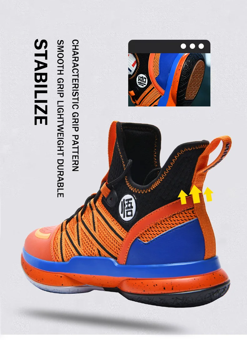 Lynjacye WUKONG Orange Style Mid Cut Basketball Shoes for Men Women Breathable Outdoor Sport Sneaker Air Cusion Walking Shoes