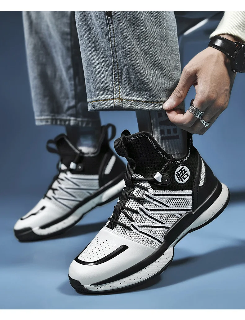 Lynjacye WUKONG Orange Style Mid Cut Basketball Shoes for Men Women Breathable Outdoor Sport Sneaker Air Cusion Walking Shoes