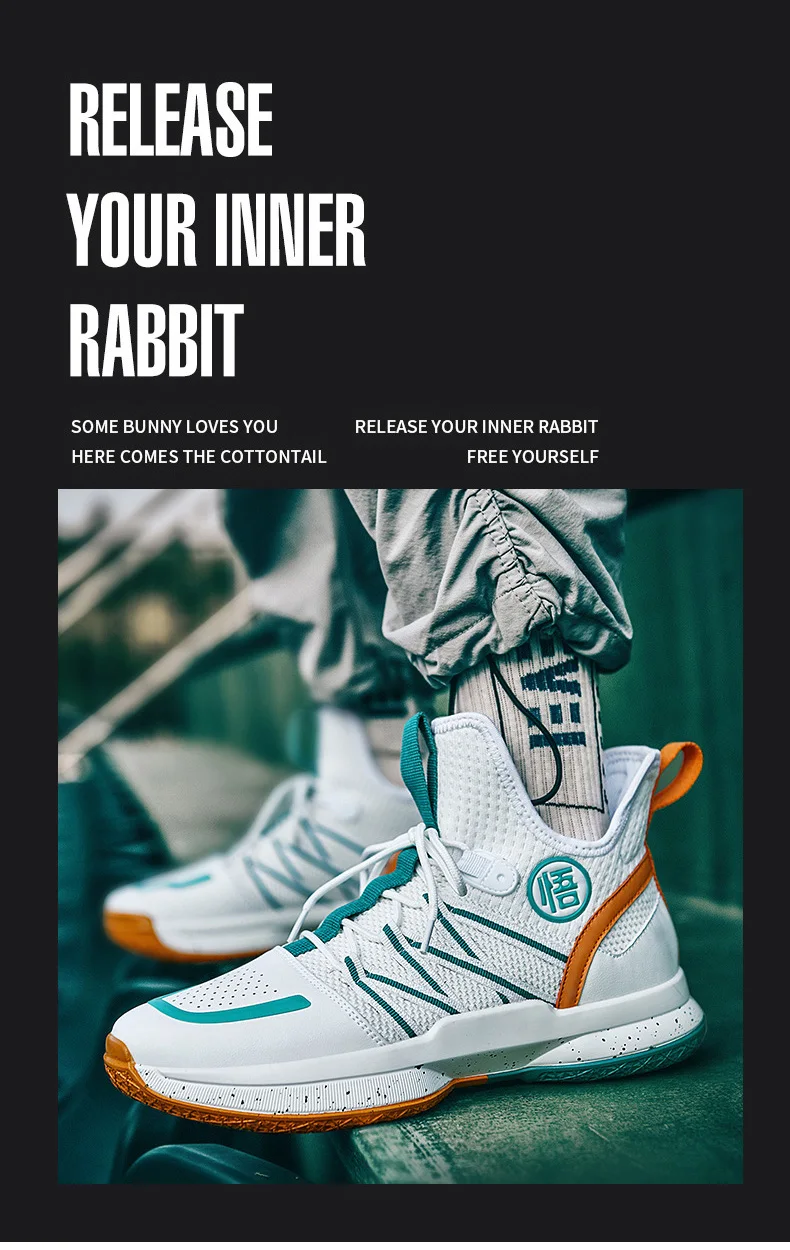 Lynjacye WUKONG Orange Style Mid Cut Basketball Shoes for Men Women Breathable Outdoor Sport Sneaker Air Cusion Walking Shoes