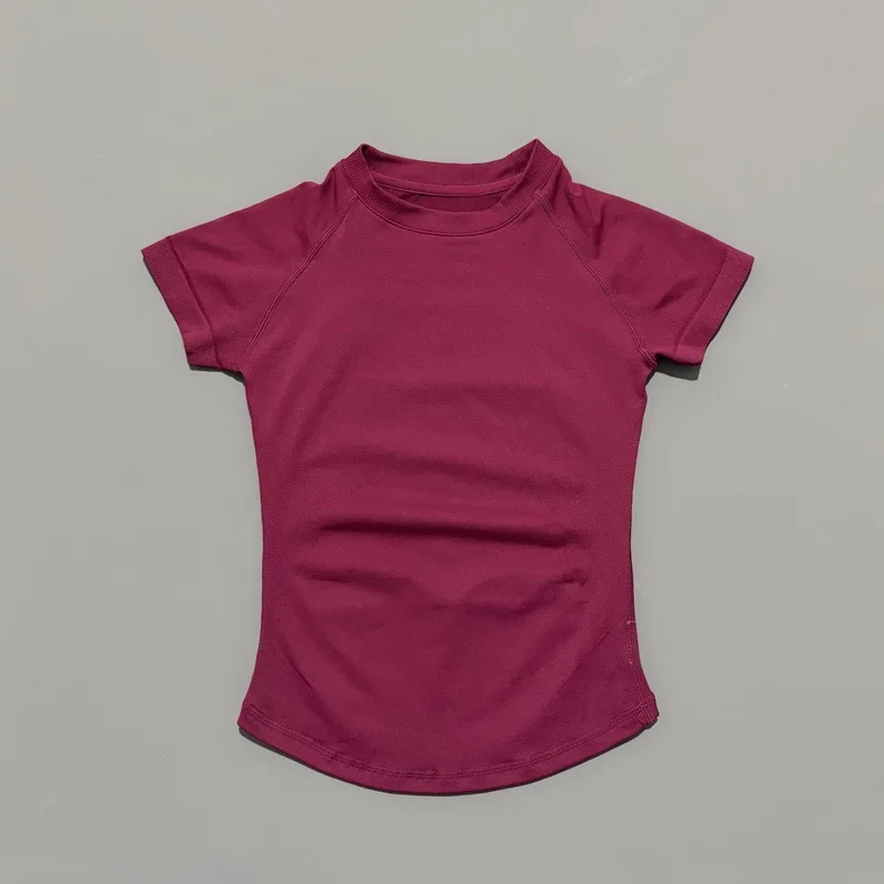 Histello Women Short Sleeve Sports T-Shirt Round Neck Breathable Stretchy Quick Dry Top Yoga Gym Running Fitness Activewear