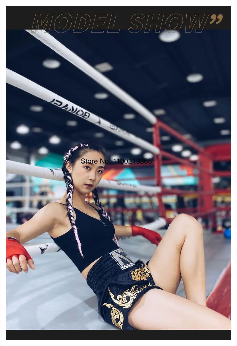 Tiger Muay Thai Shorts Satin Kick Boxing Shorts Mens Women Kids Gym Martial Arts MMA Training Clothes BJJ Fight Kickboxing Pants